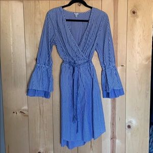 Blue and white striped dress